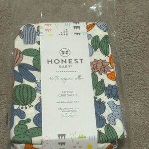 The Honest Company White Cactus & Succulent Print Crib Sheet